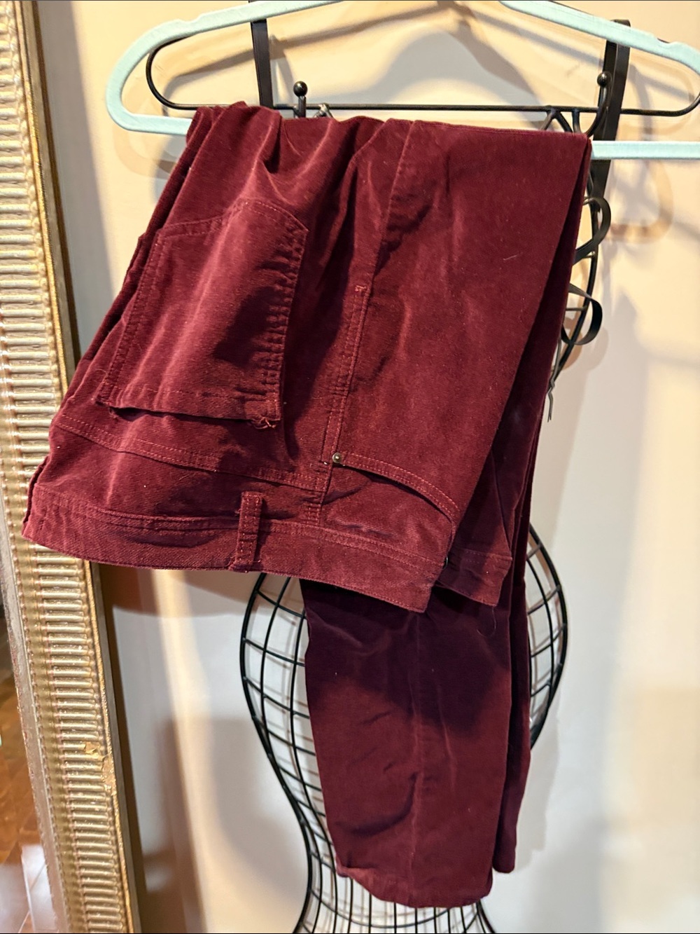 John Mark Deep Wine Straight-Leg Corduroy Pants